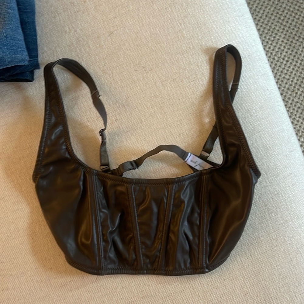 Brown leather bra/crop top